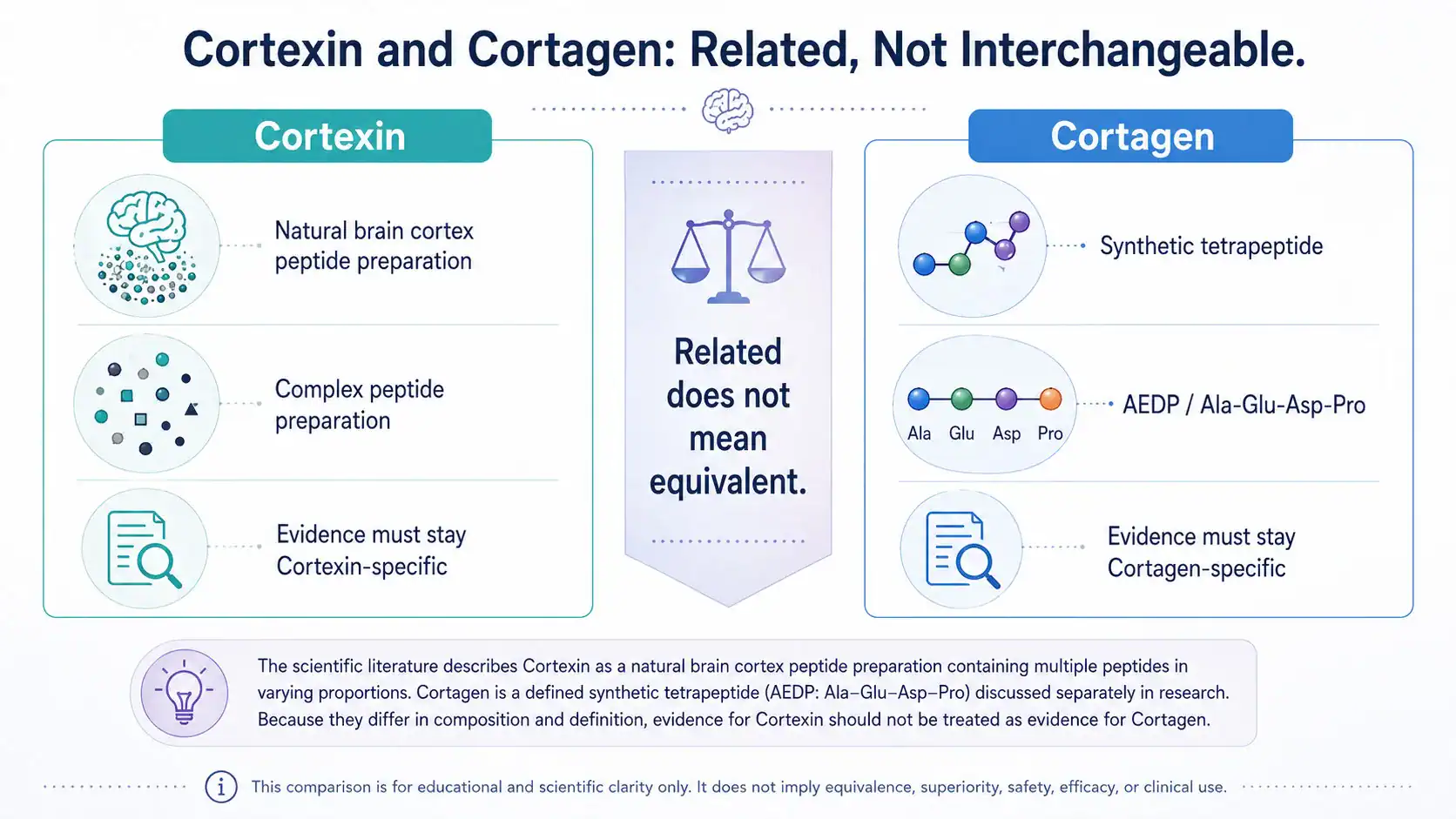 Comparison of Cortagen and Cortexin research contexts